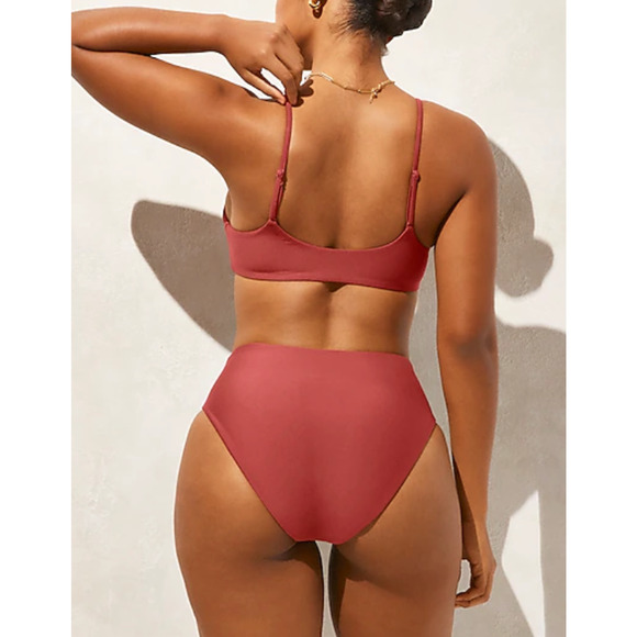 J Crew Lana Bikini Top Classic Sculpt M NWT Carolina Clay Red Swim CI681 J.Crew - Picture 2 of 5